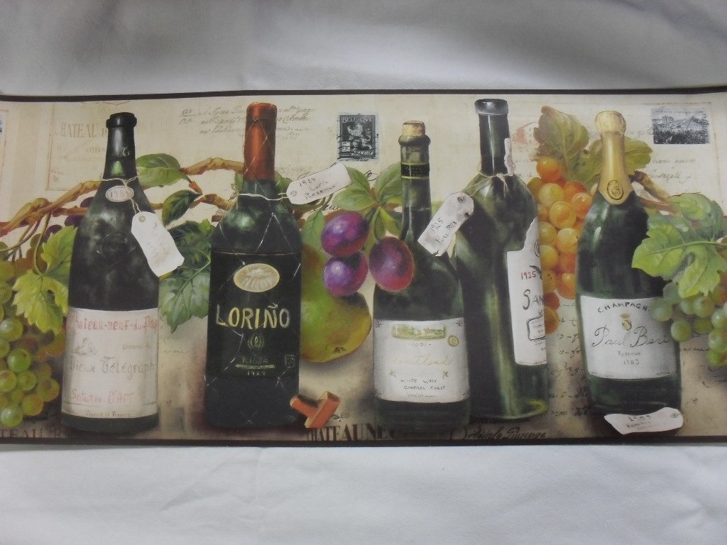 Wine Bottle Theme Wallpaper Border
