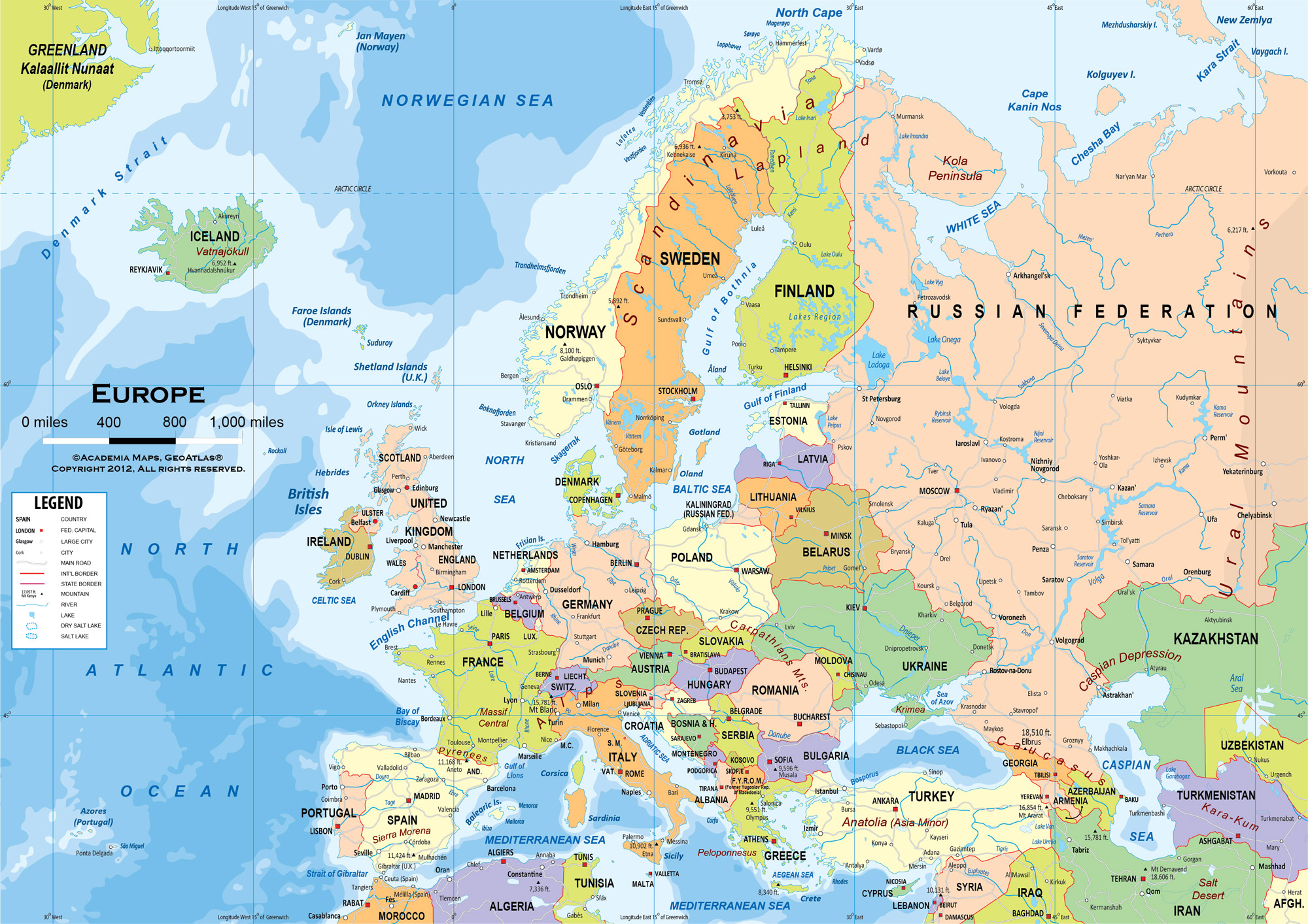 Europe Political Classroom Map Wall Mural From Academia