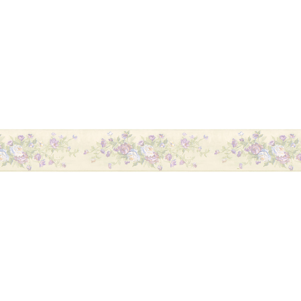 Brewster Lavender Rose Border Wallpaper Overstock