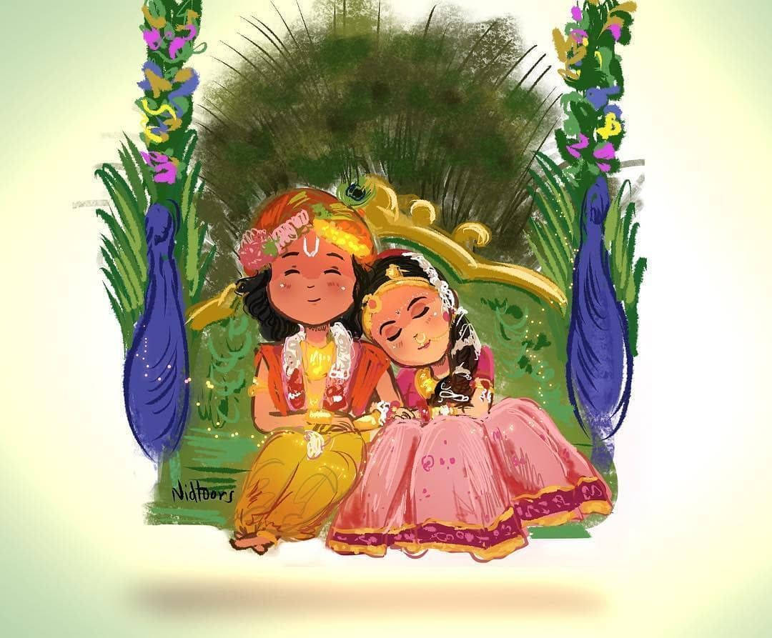 Cute Radha Krishna Wallpaper