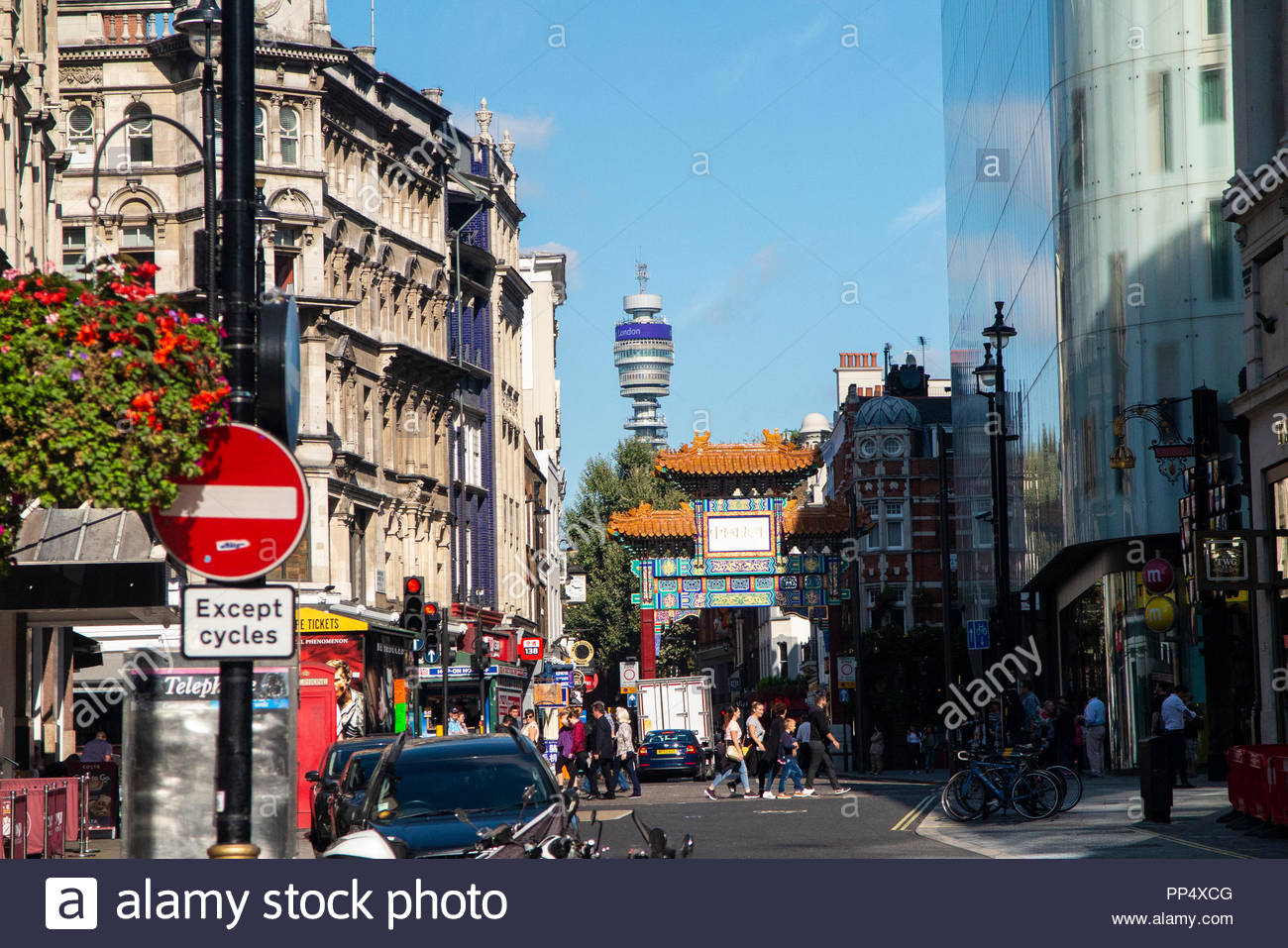 Chinatown In Soho London With The Bt Tower Background