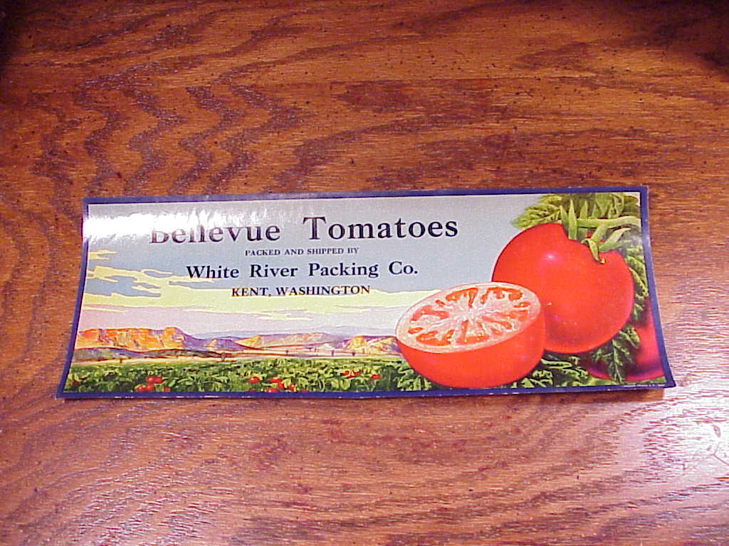 Bellevue Tomatoes White River Packing Co Paper Crate Label Washington