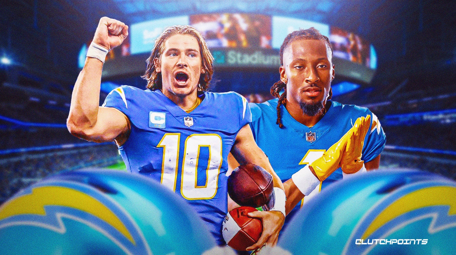 Chargers Justin Herbert Quentin Johnston Training Camp Wallpaper