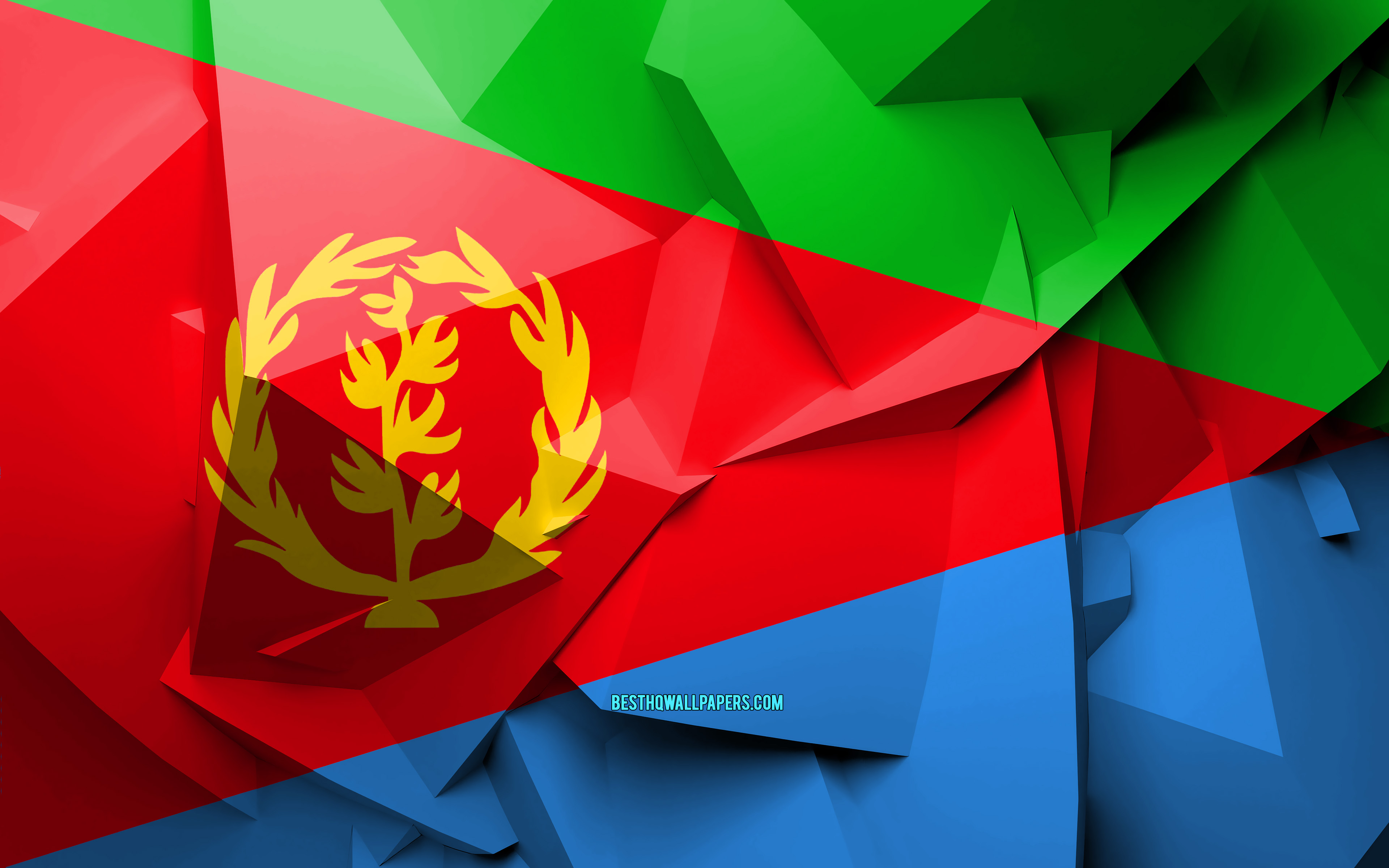 Wallpaper 4k Flag Of Eritrea Geometric Art African