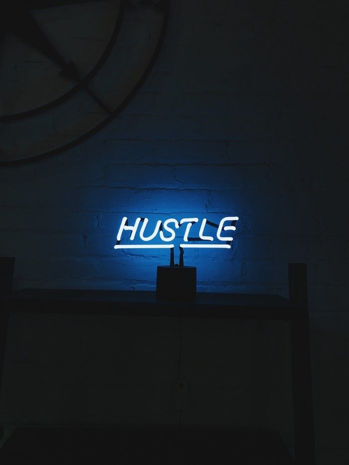 Hustle Wallpaper Blue Neon Lights Money Signs