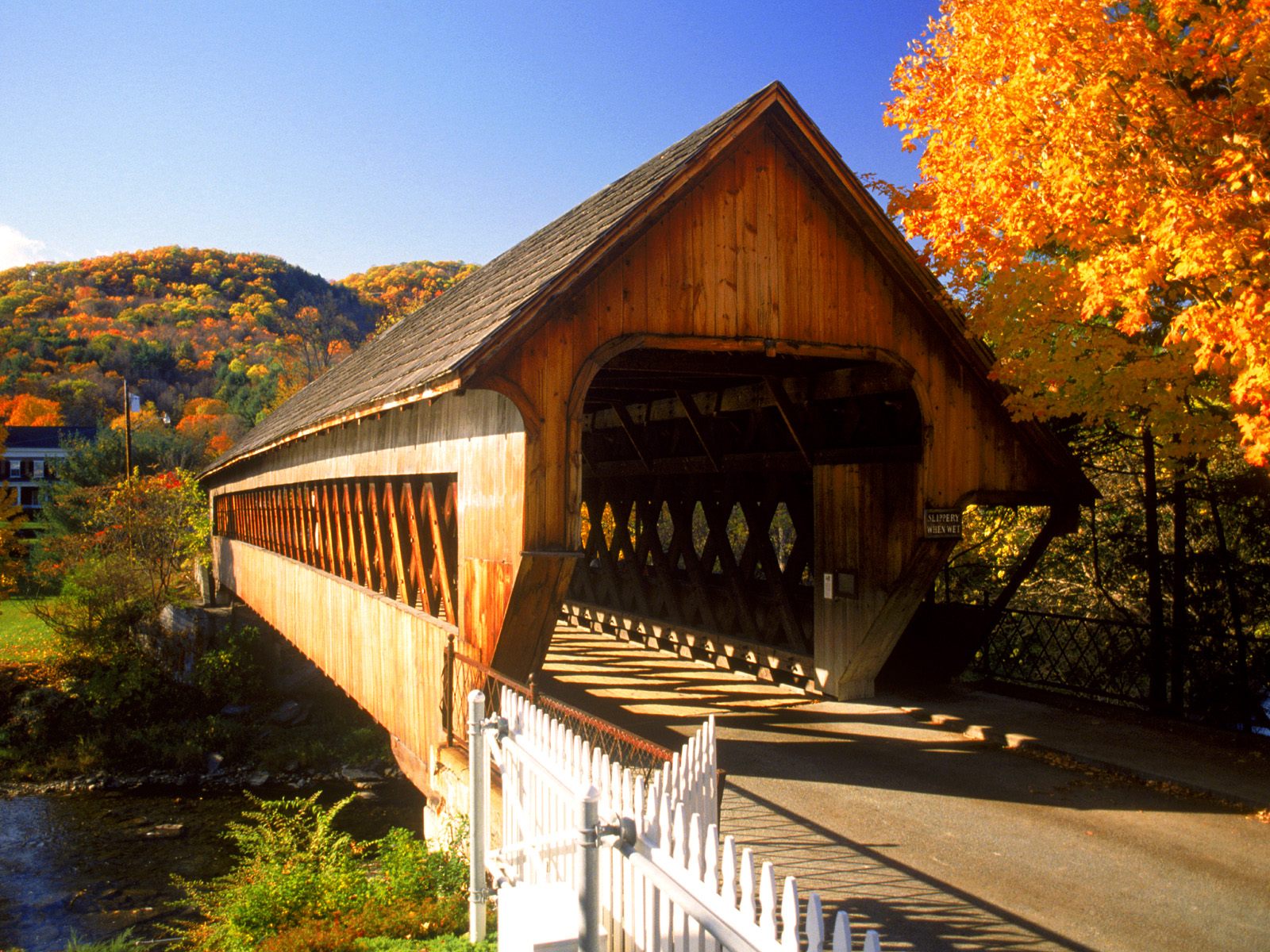 Woodstock Vermont Bridges Roads Photography Desktop Wallpaper