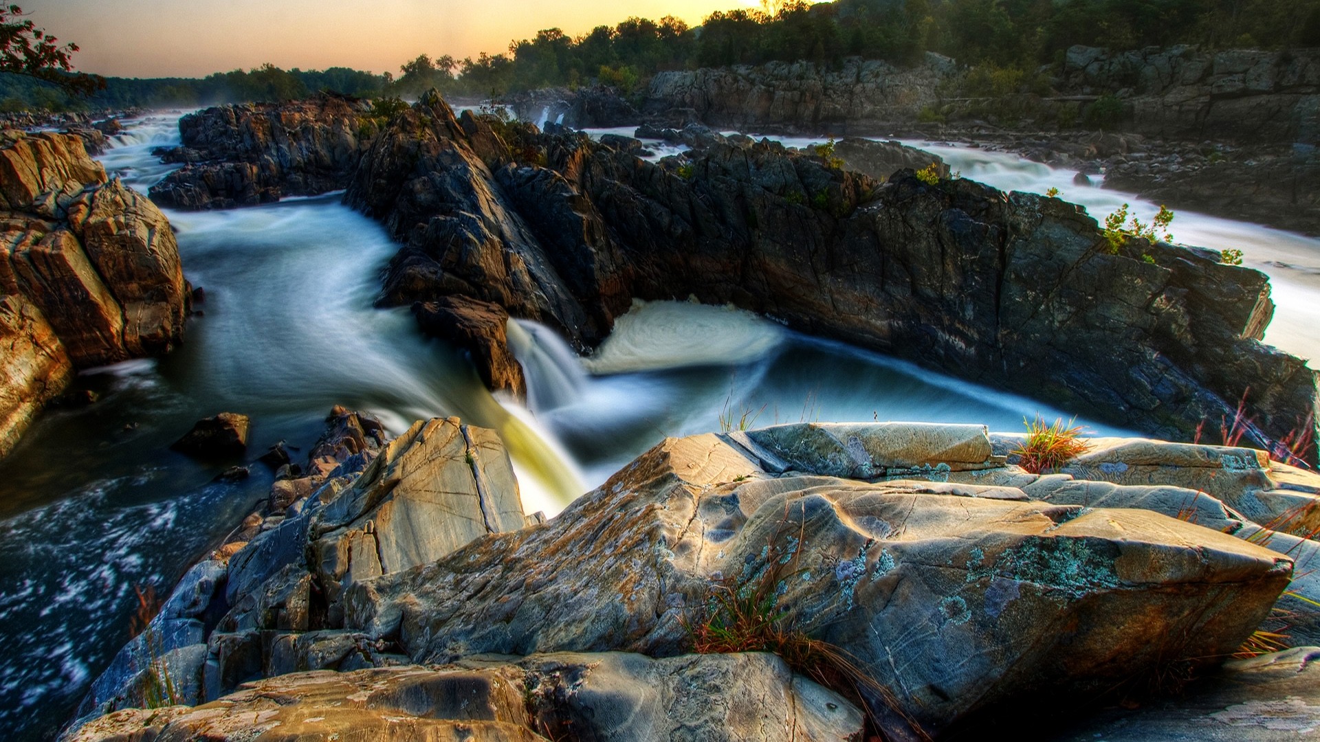 Nature Rocks Usa Long Exposure Rivers Virginia Wallpaper Background
