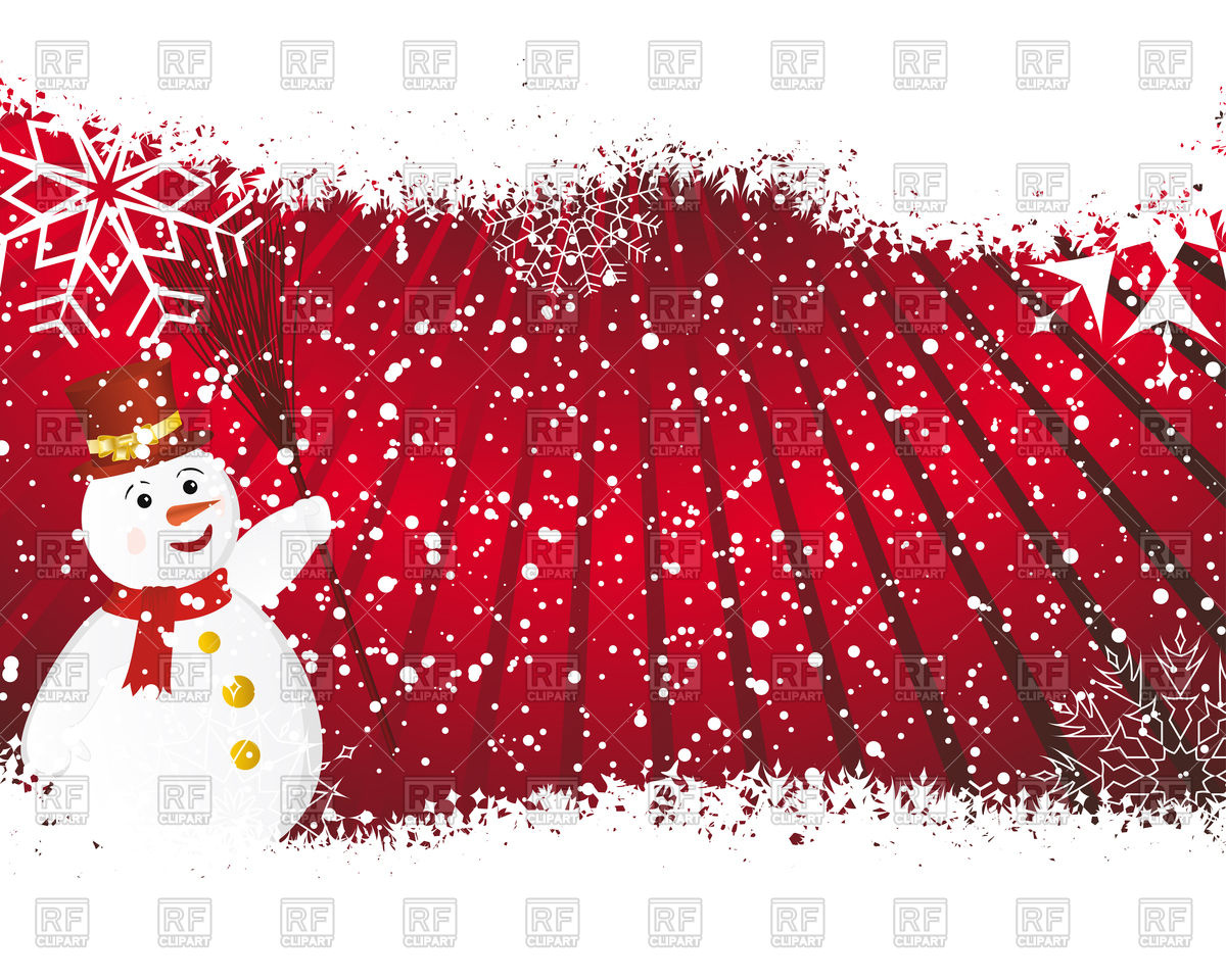 Red Christmas background with snowman Vector Image of Backgrounds