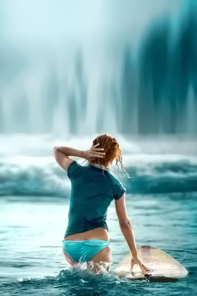 Surfing girl iphone 4 wallpaper iphone4 wallpapers org iPhone 4 and