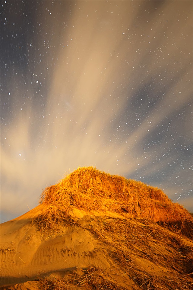 Northern Lights Stars Night Desert iPhone Wallpaper