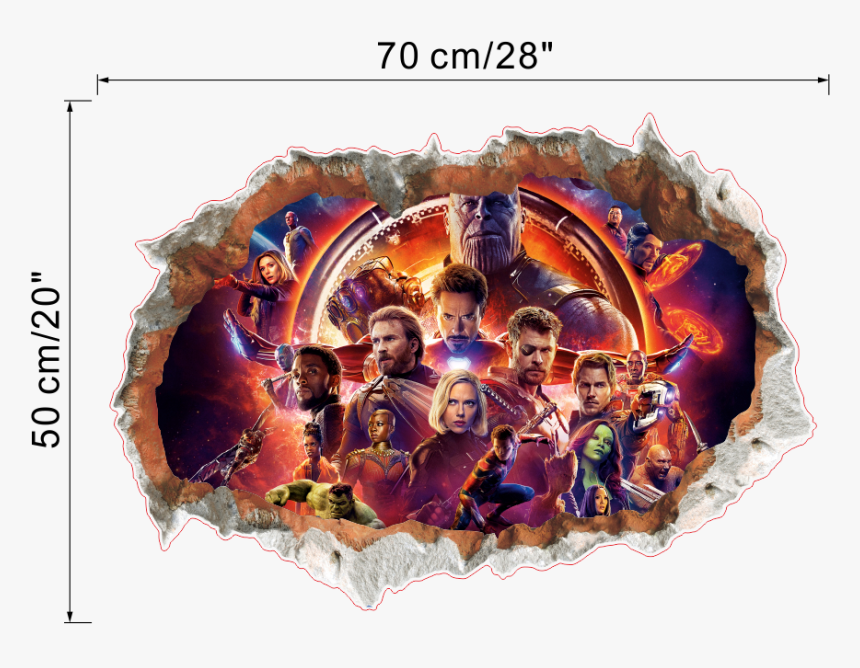 3d Avengers Infinity War Crack Bedroom Wall Sticker Pc