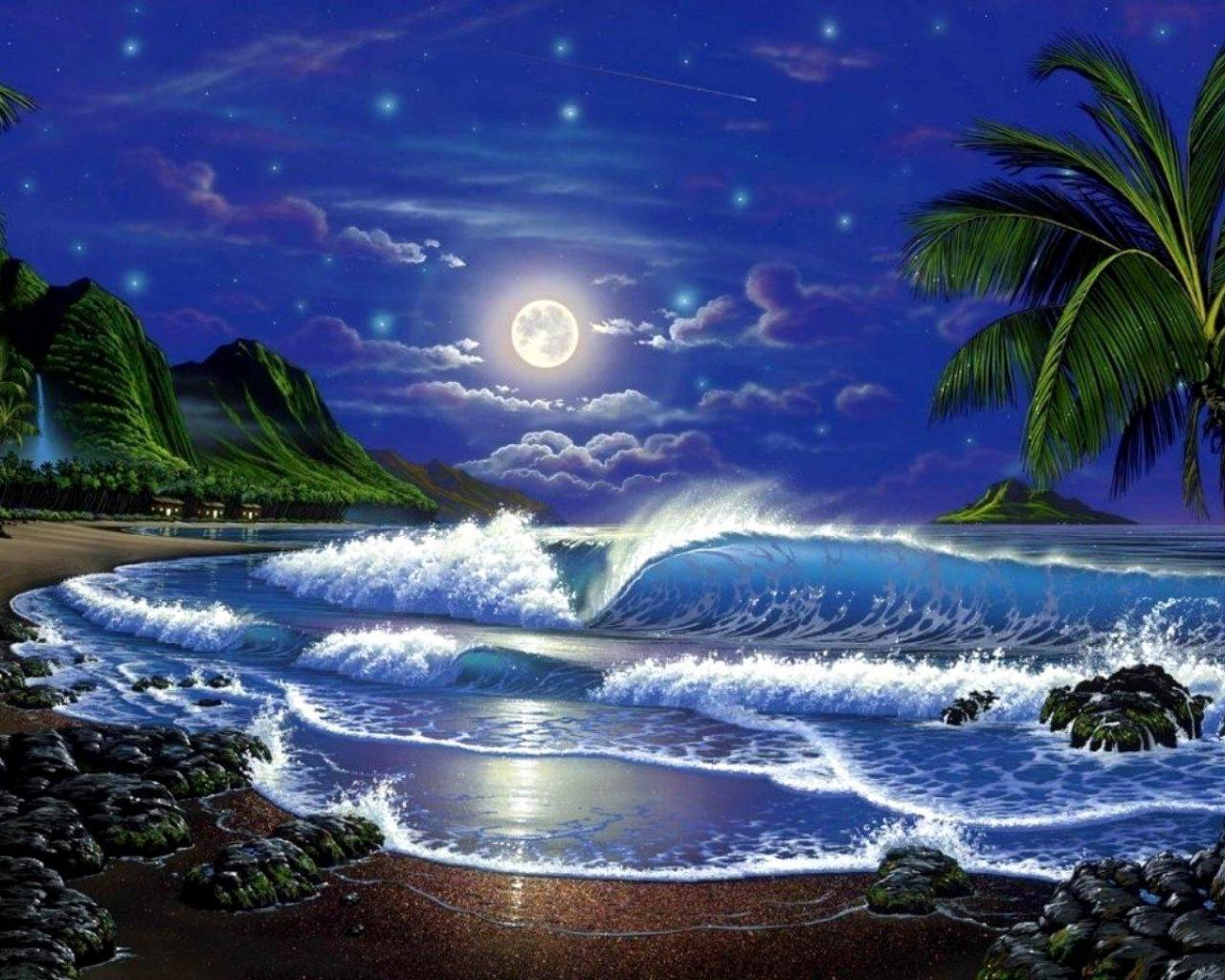 Tropic Moon Wallpaper HD Desktopinhq