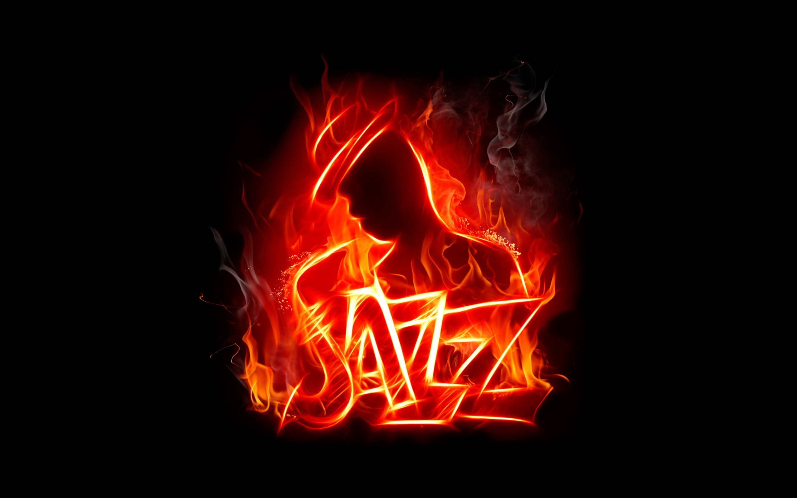 Abstract Music Fire Jazz Flaming Black Background Wallpaper