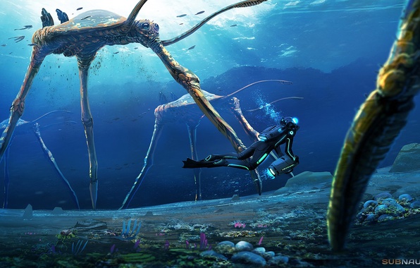 Wallpaper Diver Subnautica Depth Tripod The Ocean