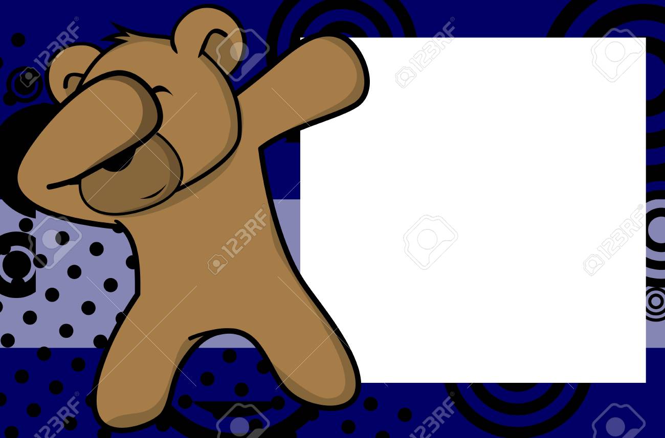 Dab Dabbing Pose Teddy Bear Kid Cartoon Picture Frame Background