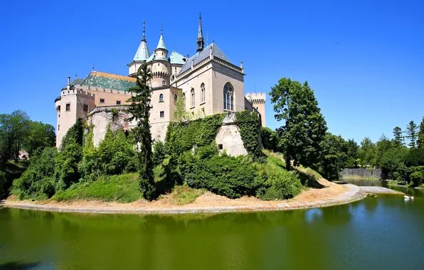 Wallpaper Greens Trees Pond Castle The Bushes Ditch Slovakia