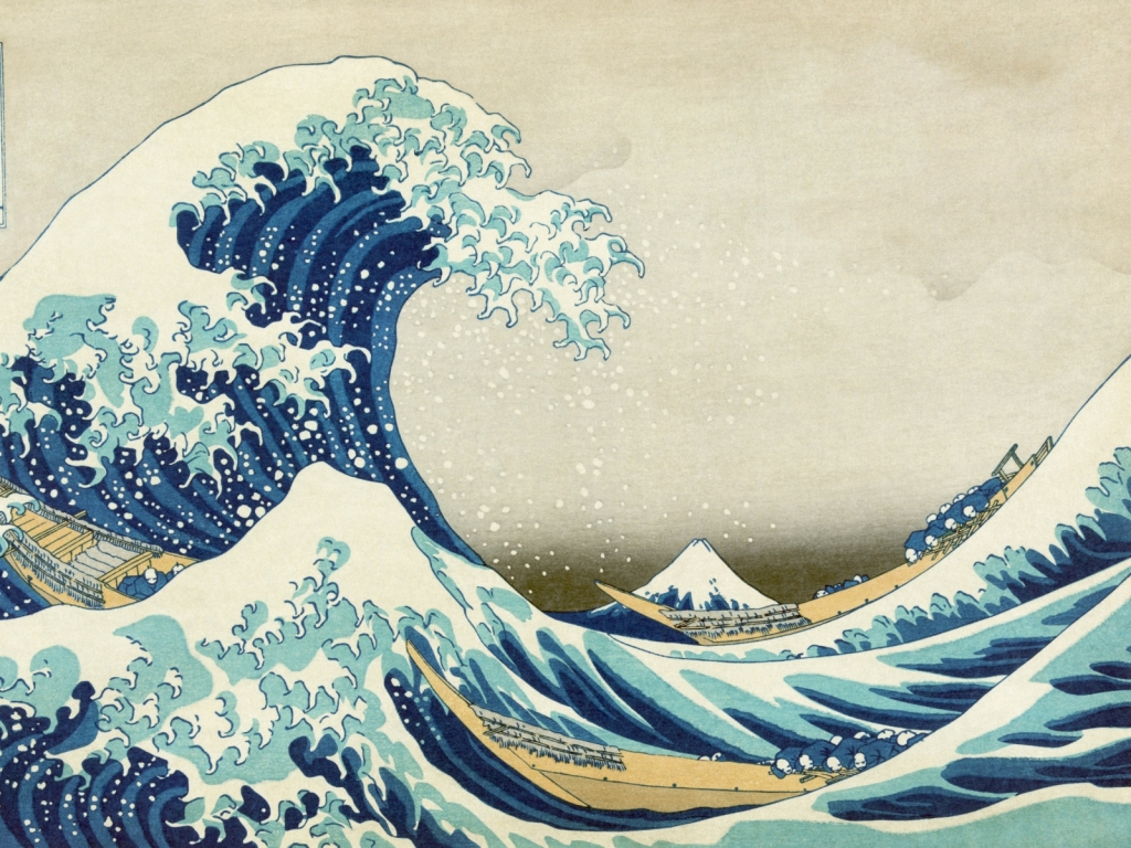 Great Wave off Kanagawa wallpaper paintings hokusai art 1024x768