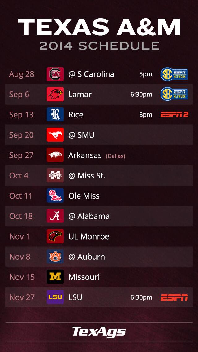 Free download Texas AM Football Schedule Wallpaper TexAgs [640x1136