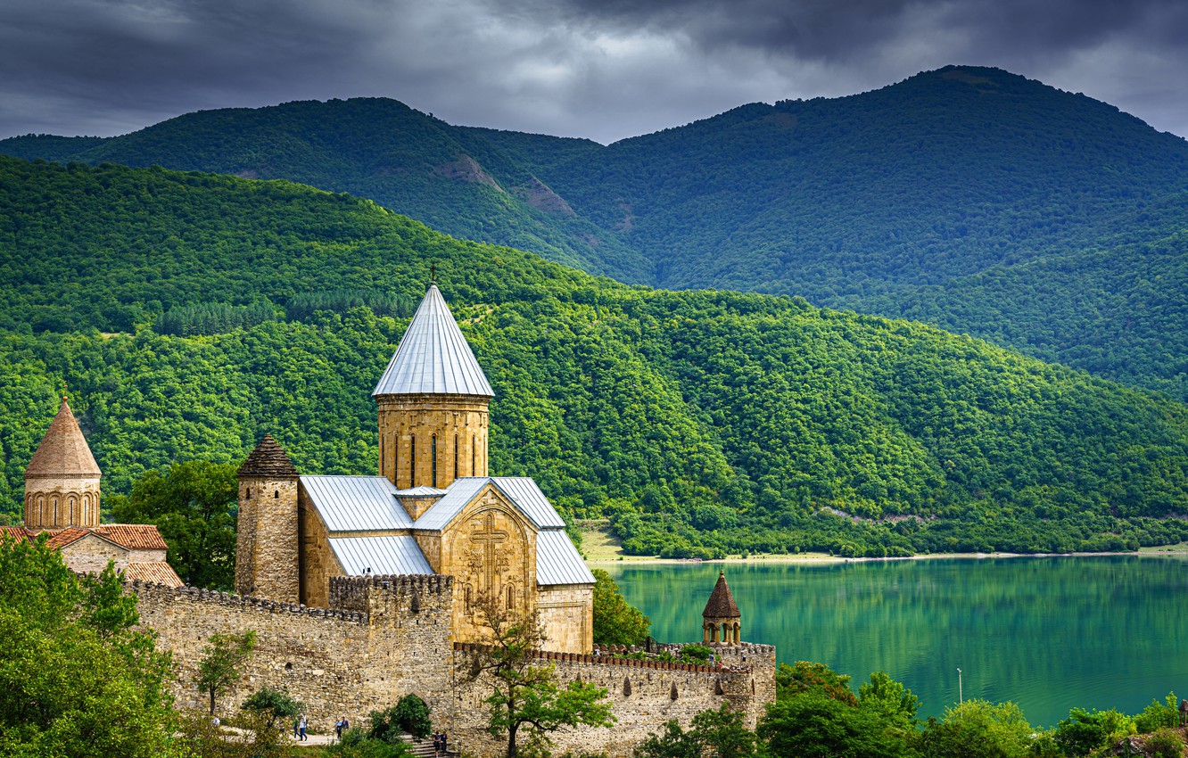 Wallpaper Mountains Fortress Georgia Ananuri Image For Desktop
