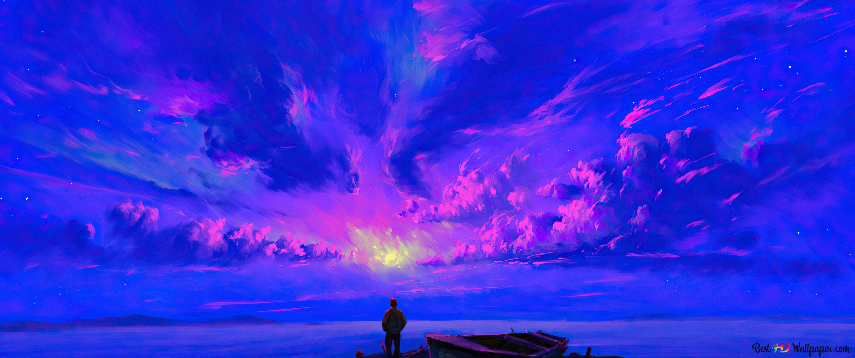 Neon Sunset Evening Wallpaper