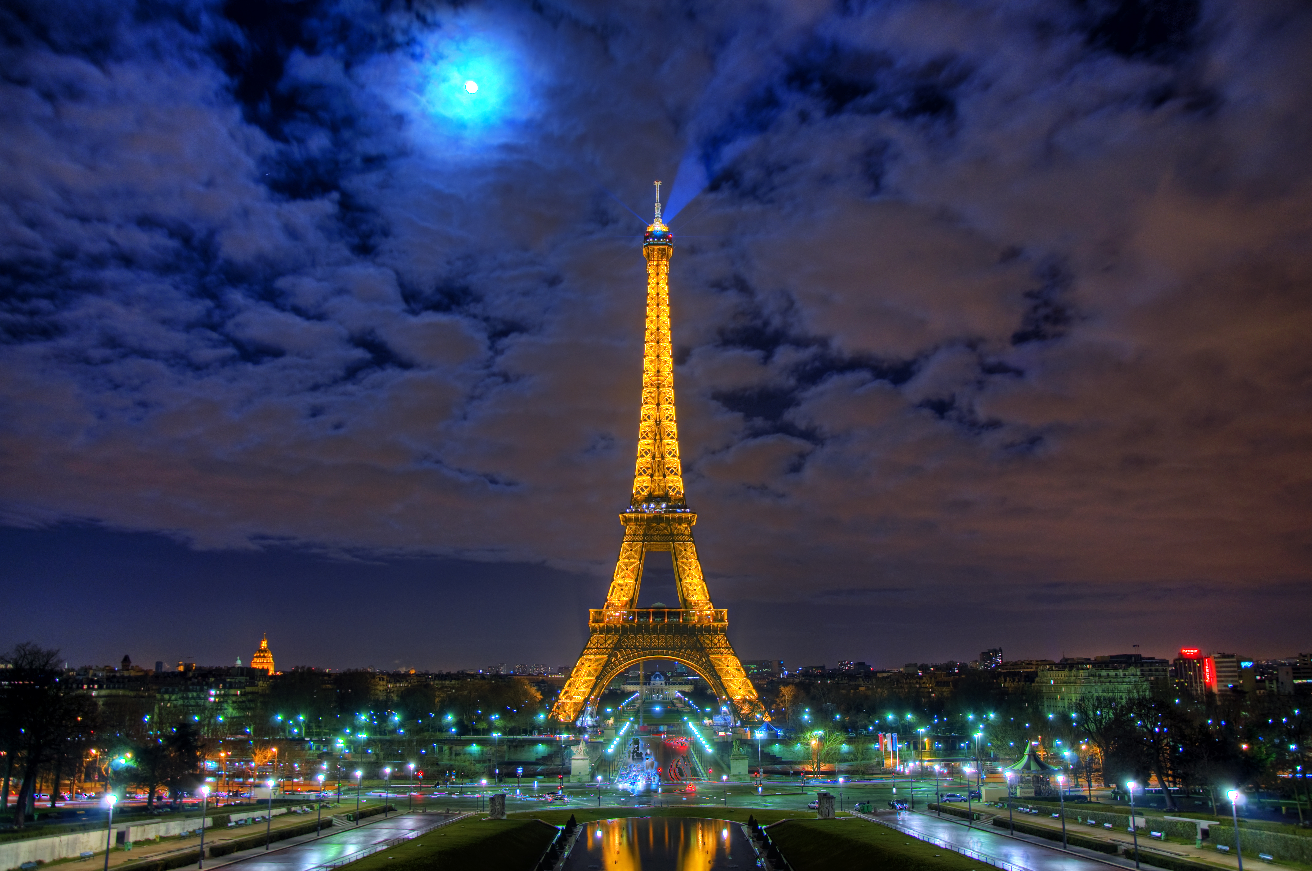 Eiffel Tower And Cloudy Sky Night Photo