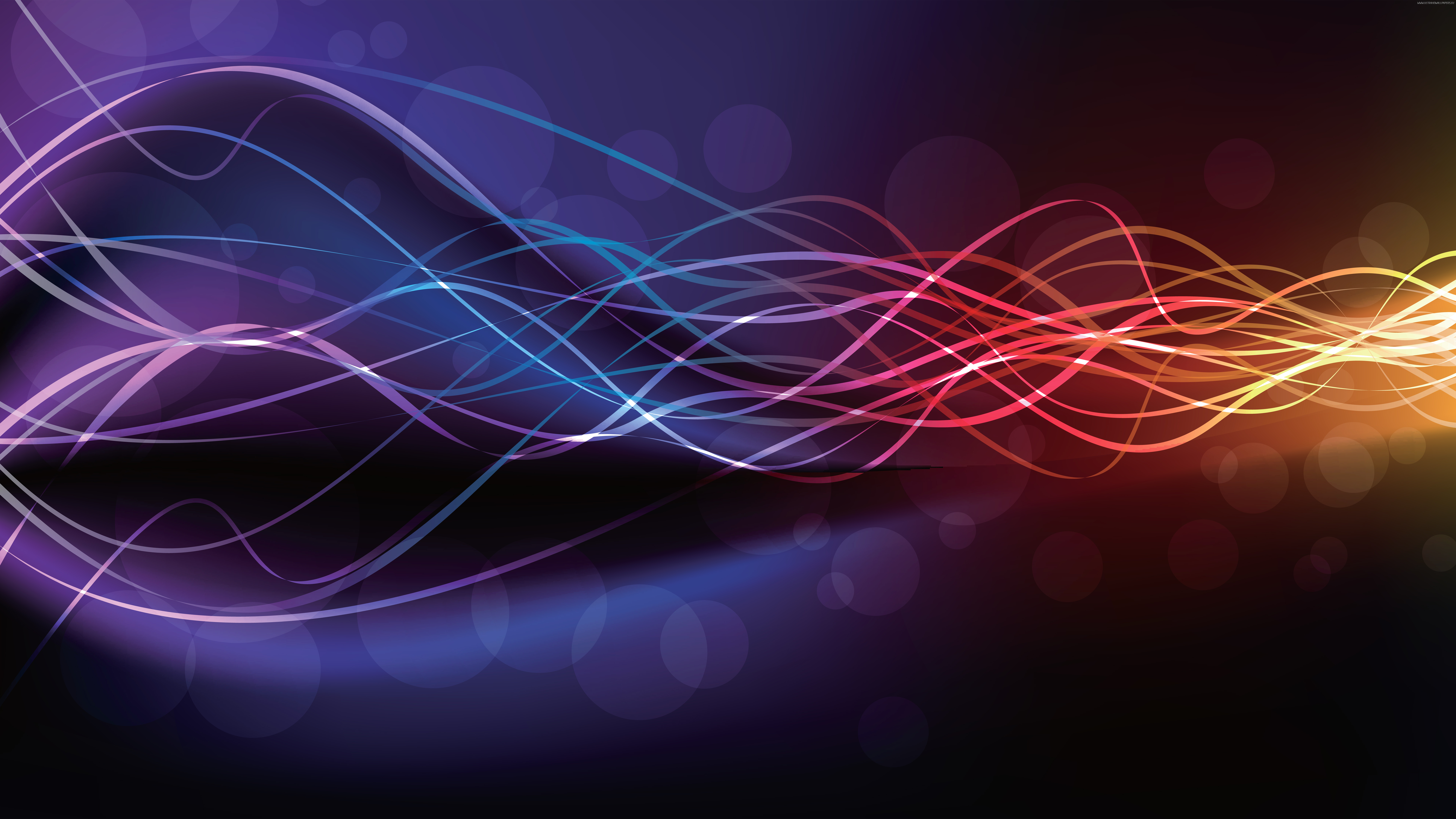 UHD Abstract Glowing Lines with Rainbow Colors Background