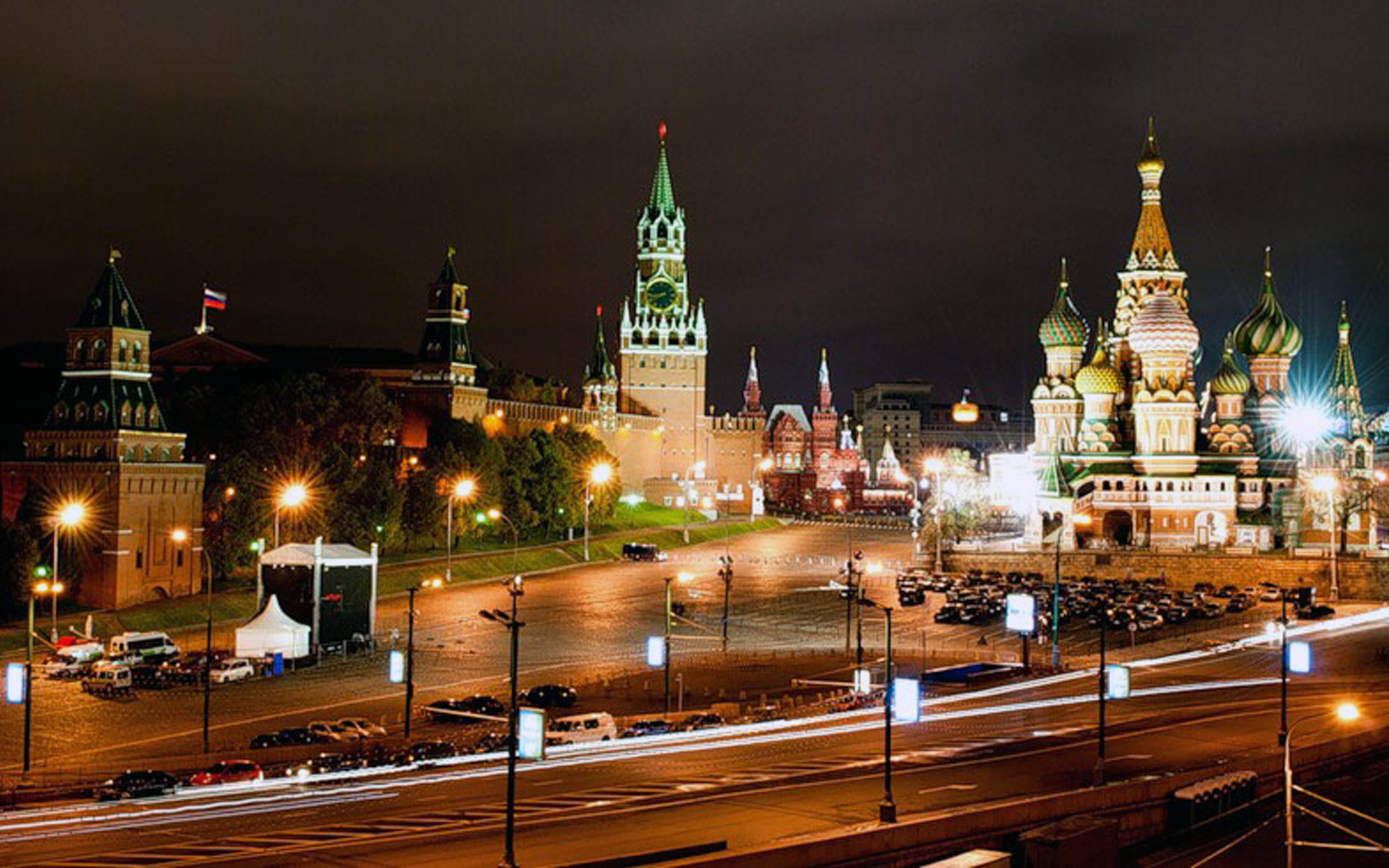 Moscow Skyline Night Wallpaper