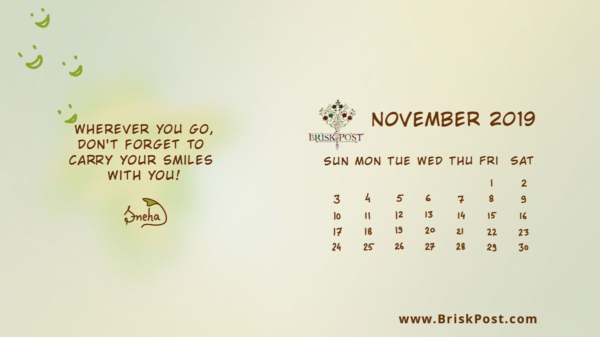 November Calendar Wallpaper Top