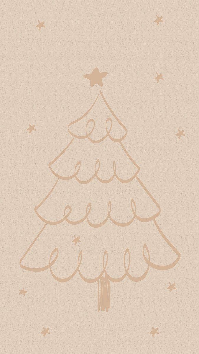 Christmas Tree Mobile Wallpaper Winter Season Doodle In Brown