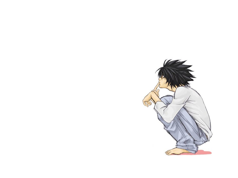 Death Note L White Background Wallpaper Anime
