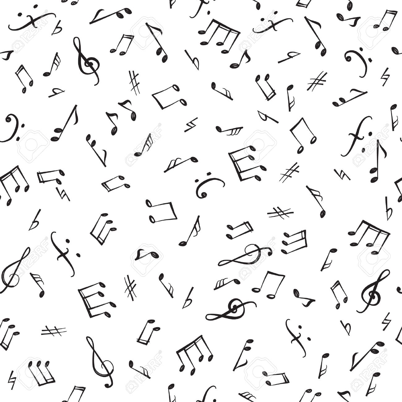 Music Notes And Elements Seamless Pattern Musical Tiling