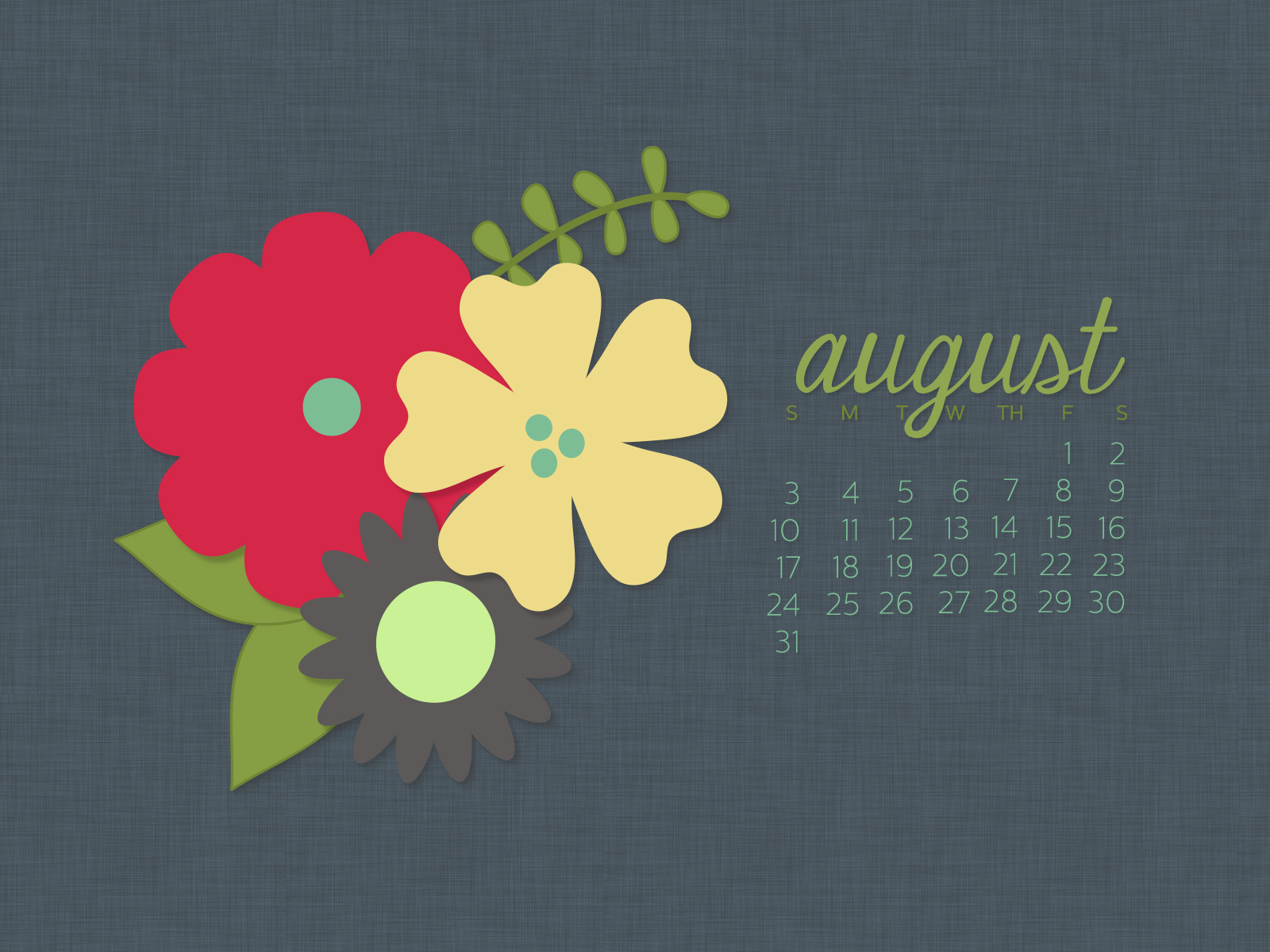 August Desktop Calendar Wallpaper