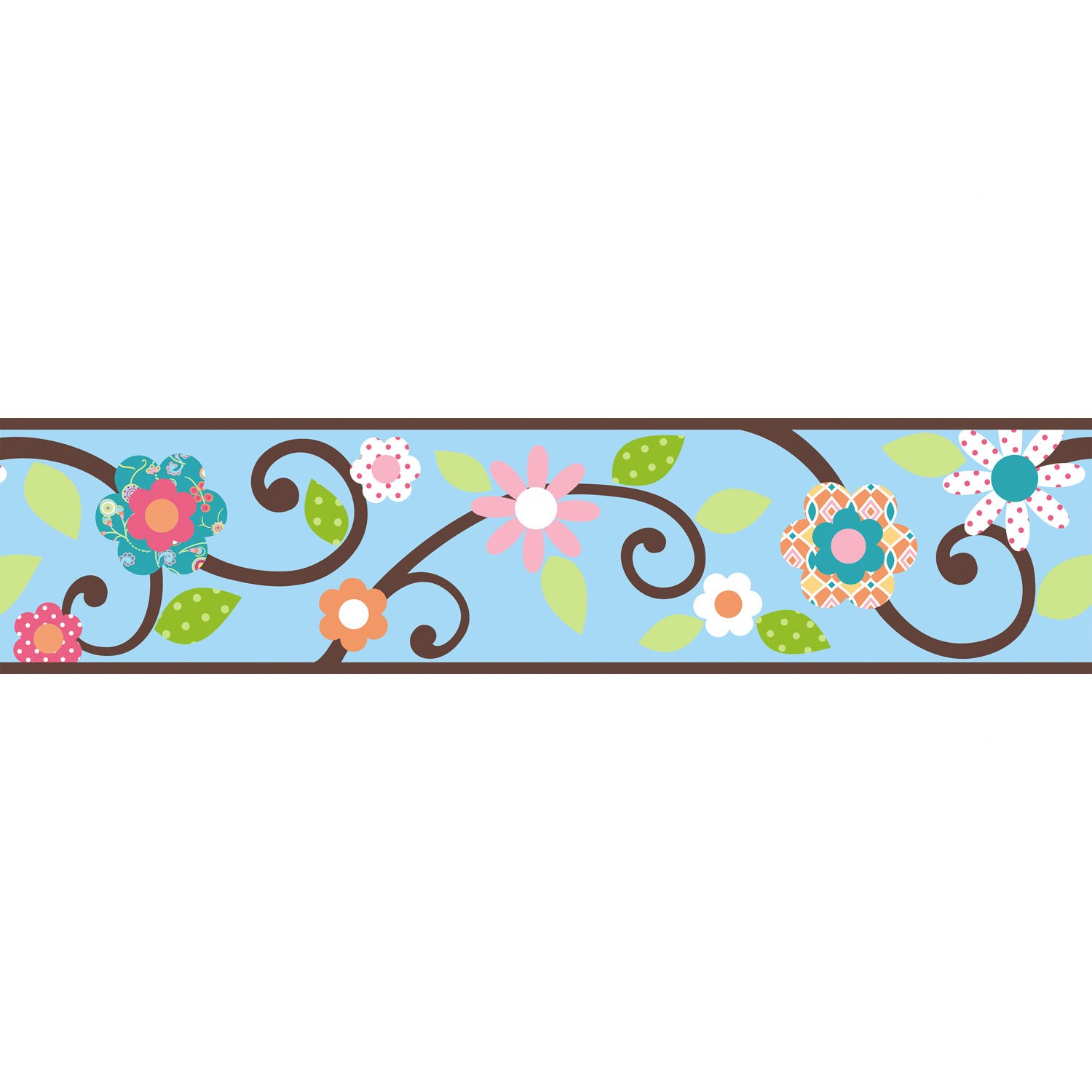 Room Mates Studio Designs Scroll Floral Wall Border In Brown Teal