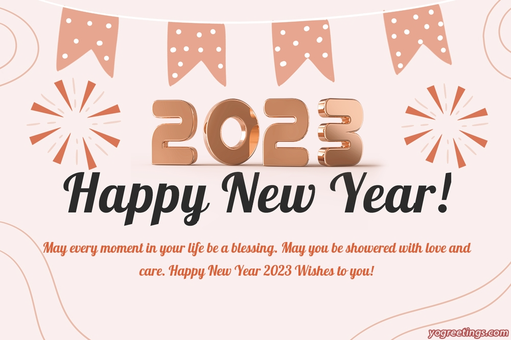 Happy New Year Greeting Card With Pink Background Wishes