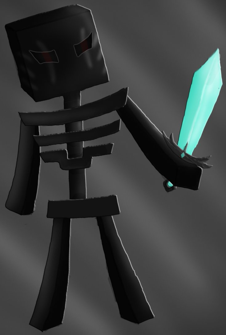 Minecraft Wither Skeleton With Diamond Sword By Dragonsiga