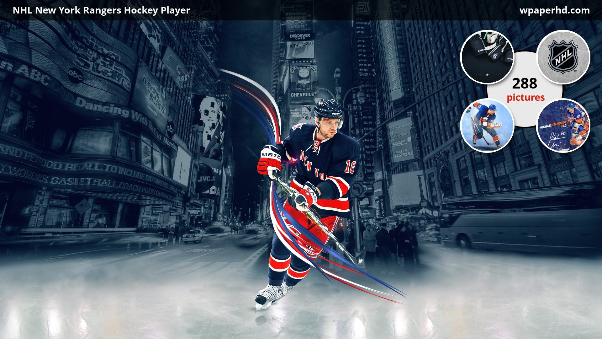 New York Rangers Hockey Player in Times Square