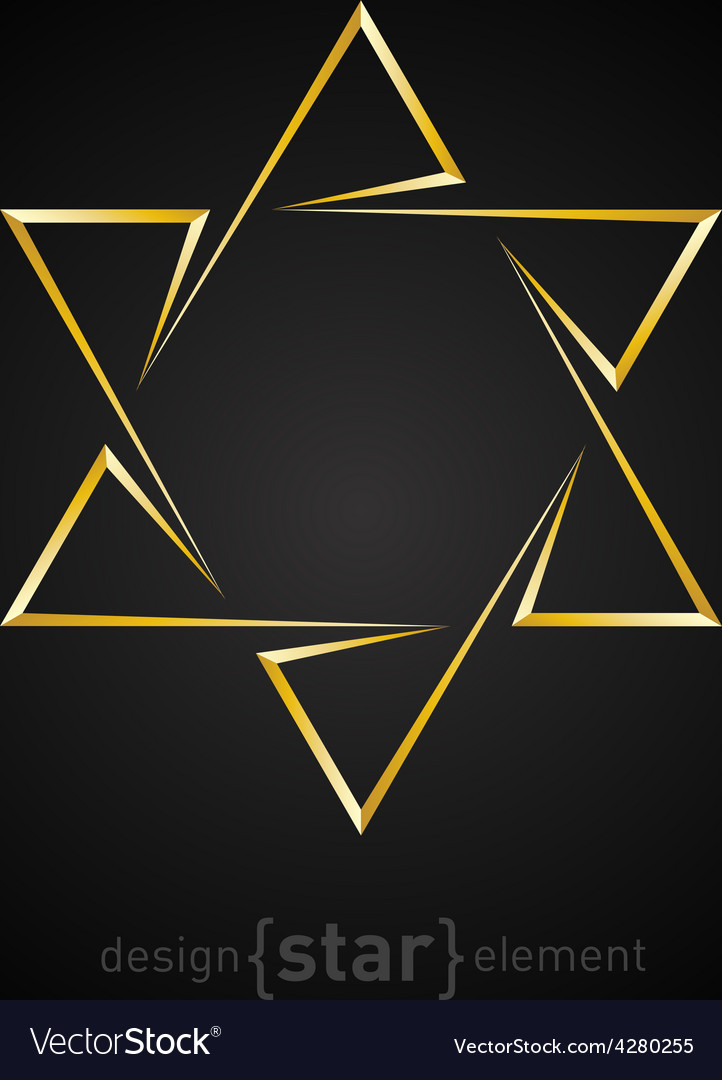 Golden Star Of David On Black Background Vector Image