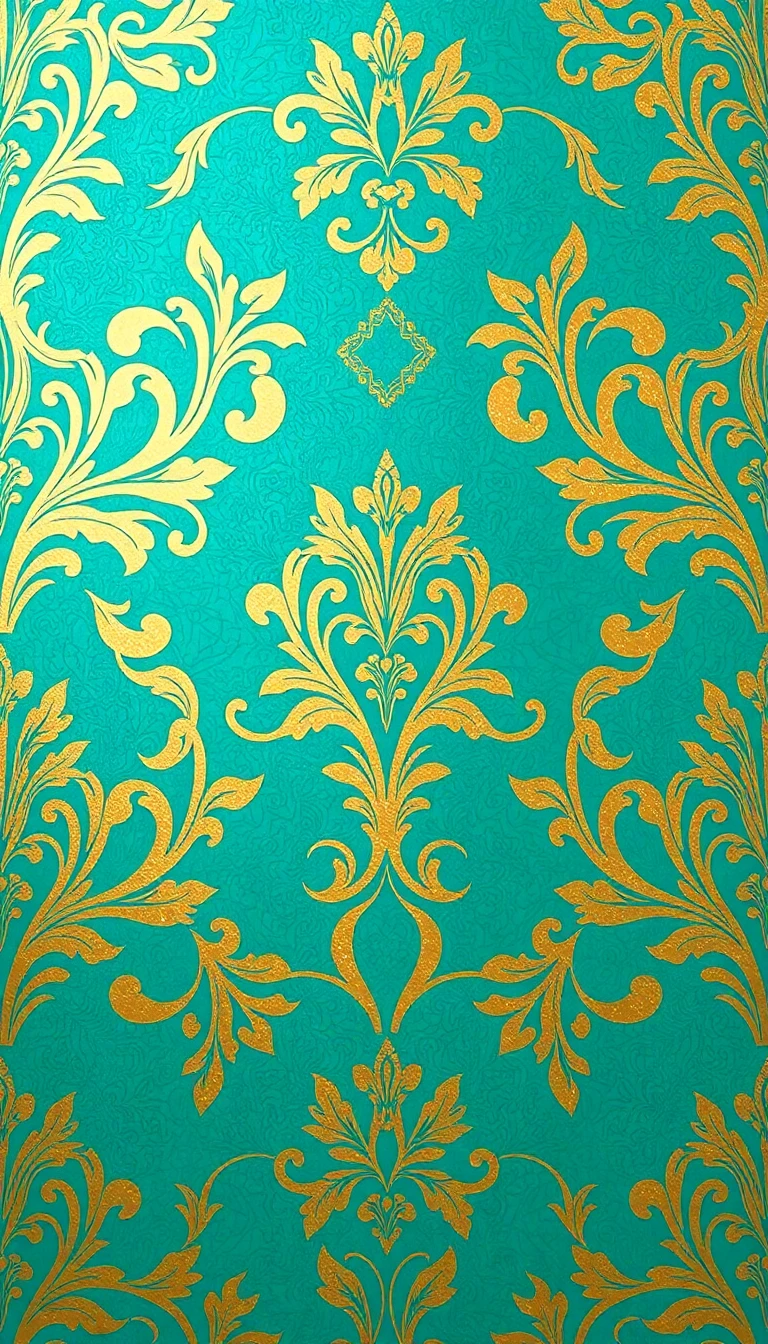 Turquoise And Gold Wallpaper