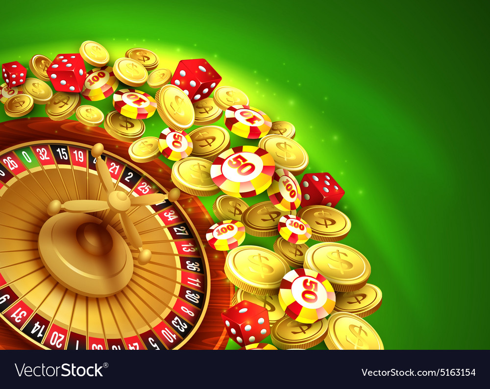 Casino Background With Chips Craps And Roulette Vector Image