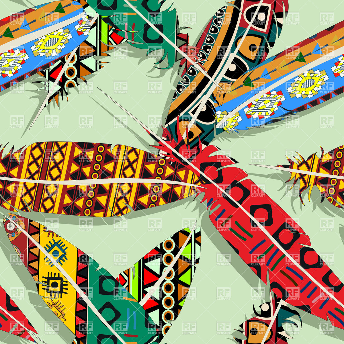 Native American Feather Seamless Pattern Background Textures