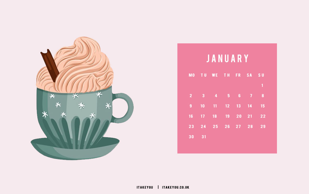 January Wallpaper Ideas For Cozy Drink Pink Calendar I