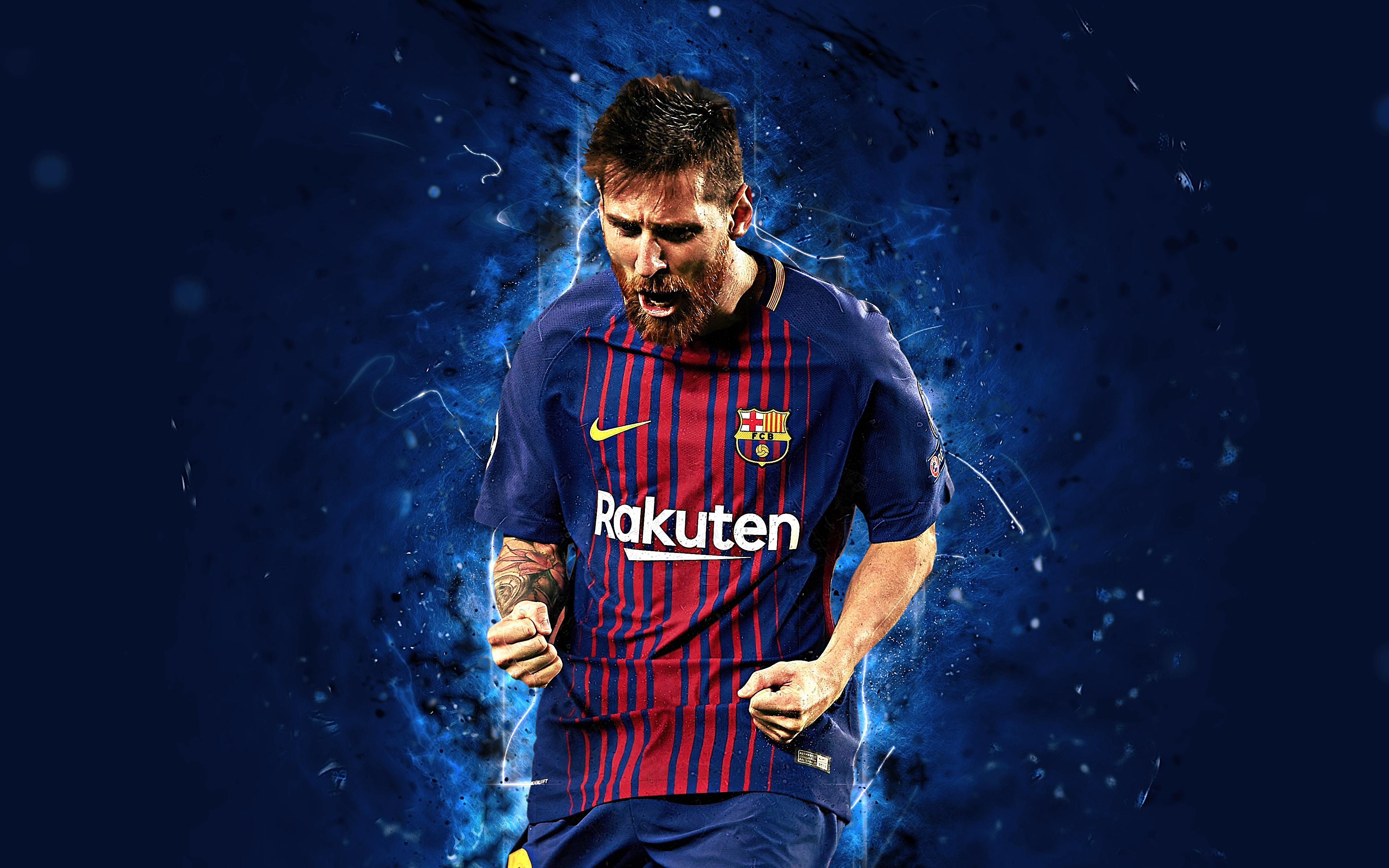 Lionel Messi celebrating a goal in a Barcelona jersey