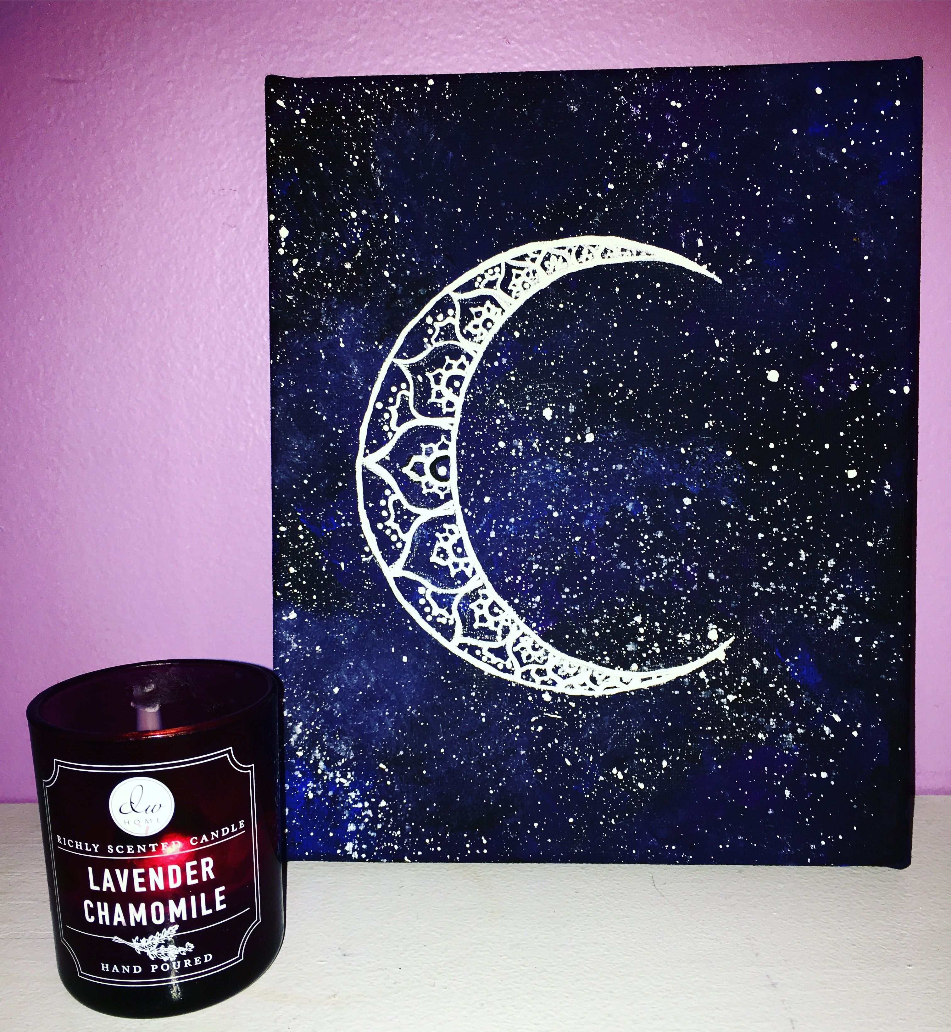 Mandala Moon Painting With A Galaxy Background