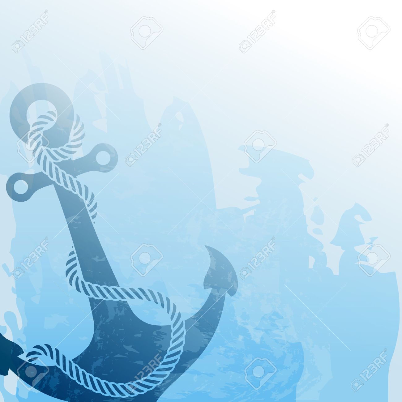 Nautical Background With Anchor And Rope Royalty Cliparts