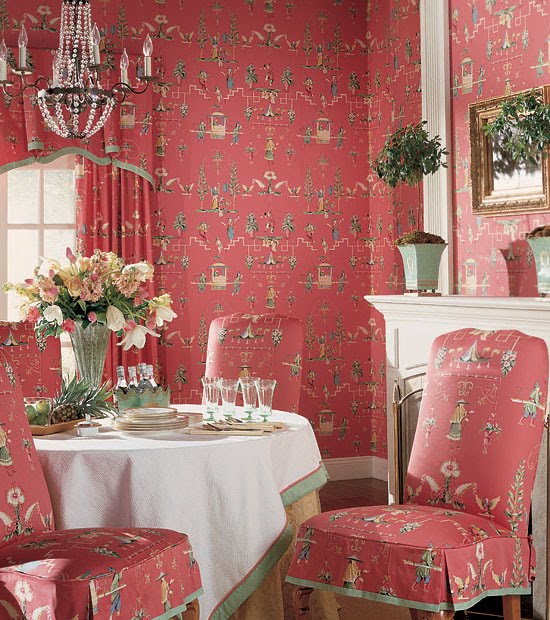 Chinoiserie Chic Pink Chinoiserie Wallpaper and Fabric