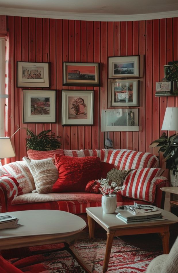 Red And White Striped Wallpaper