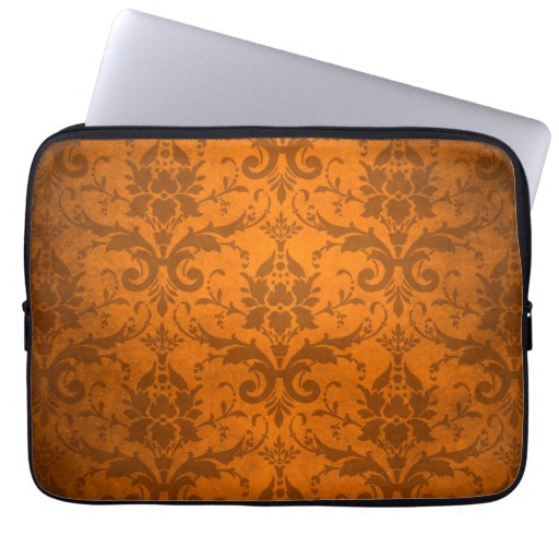 Vintage Orange Damask Wallpaper Laptop Puter Sleeves