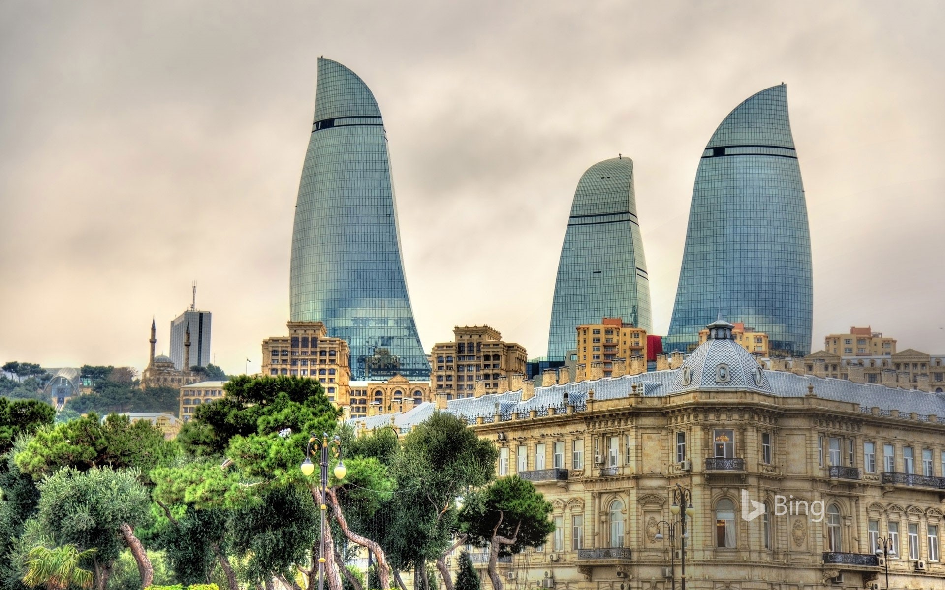 Flame Towers And Skyline Of Baku Azerbaijan