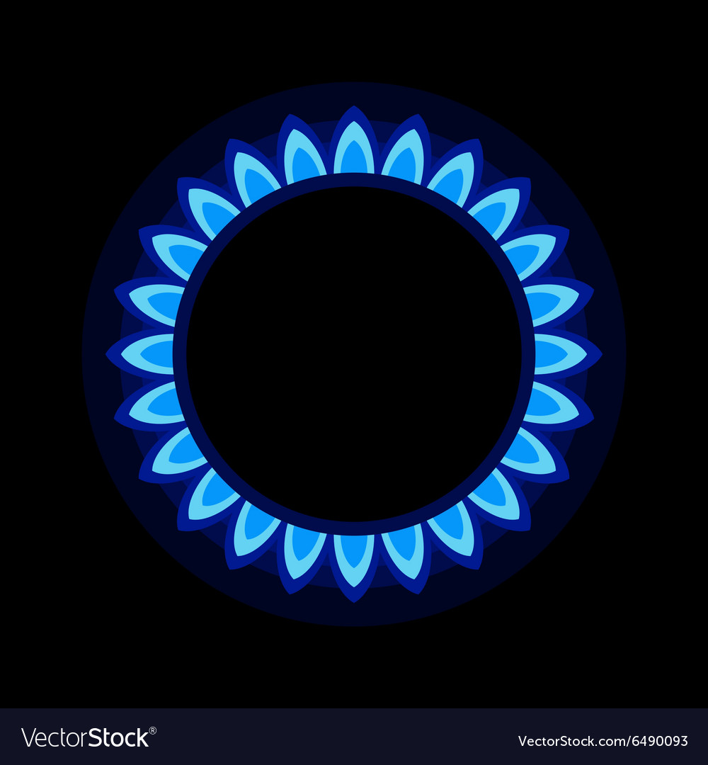 Burner Gas Ring With Blue Flame On Dark Background