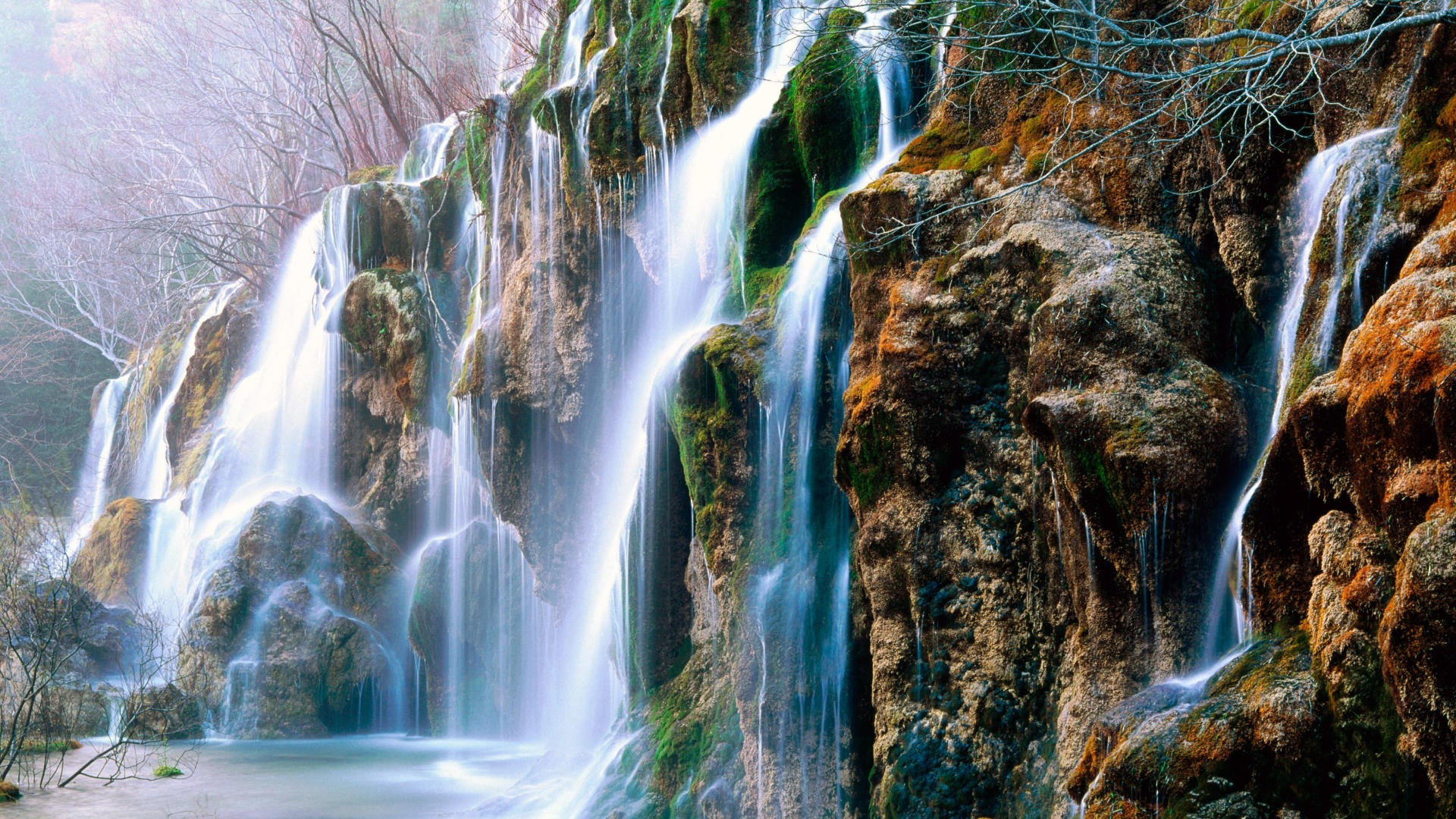 Waterfall In Winter HD Desktop Wallpaper